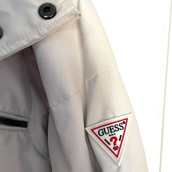 Guess Men's Cream Front-Zip Logo Faux Fur Hooded Parka Coat Jacket Size XL//TG - Picture 5 of 12